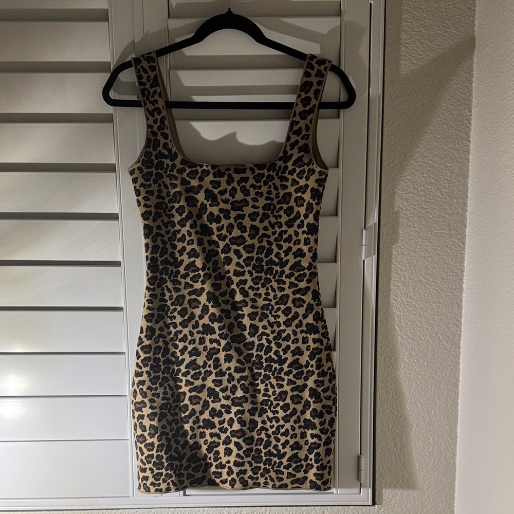 Zara Tan and Black Animal Print Mini Dress